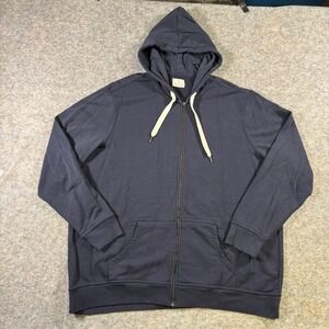 Mutual Weave Navy Blue Hoodie Cotton Blend Hooded Sweatshirt Mens 3XL Pullover